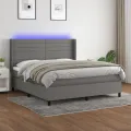 cadre de lit matelas LED Gris foncé 180x200 cm Tissu
