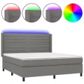 cadre de lit matelas LED Gris foncé 180x200 cm Tissu