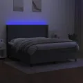 cadre de lit matelas LED Gris foncé 180x200 cm Tissu
