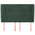 Tête de lit avec oreilles Vert foncé 147x23x118/128 cm Velours