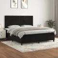 cadre de lit et matelas Noir 160x200 cm Velours