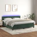 cadre de lit avec matelas LED Vert foncé 160x200 cm