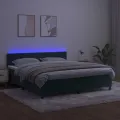 cadre de lit avec matelas LED Vert foncé 160x200 cm