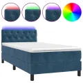 cadre de lit avec matelas et LED Bleu foncé 80x200cm