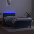 cadre de lit avec matelas et LED Bleu foncé 80x200cm