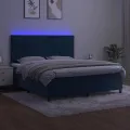 cadre de lit matelas et LED Bleu foncé 160x200 cm