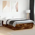 Cadre de lit chêne fumé 150x200 cm bois d'ingénierie