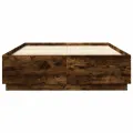 Cadre de lit chêne fumé 150x200 cm bois d'ingénierie