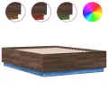 Cadre de lit avec lumières LED chêne marron 120x190 cm