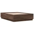 Cadre de lit avec lumières LED chêne marron 120x190 cm