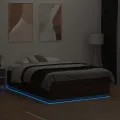 Cadre de lit avec lumières LED chêne marron 120x190 cm
