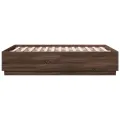 Cadre de lit avec lumières LED chêne marron 120x190 cm