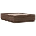 Cadre de lit avec lumières LED chêne marron 120x190 cm
