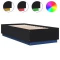 Cadre de lit avec lumières LED noir 90x200 cm bois d'ingénierie