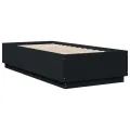 Cadre de lit avec lumières LED noir 90x200 cm bois d'ingénierie