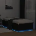 Cadre de lit avec lumières LED noir 90x200 cm bois d'ingénierie
