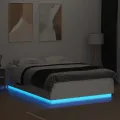 Cadre de lit avec lumières LED blanc 150x200 cm