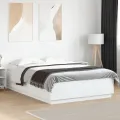 Cadre de lit avec lumières LED blanc 150x200 cm