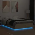 Cadre de lit avec lumières LED chêne sonoma 150x200 cm
