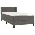 cadre de lit et matelas Gris foncé 90x200 cm Velours