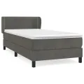 cadre de lit et matelas Gris foncé 90x200 cm Velours