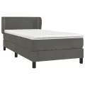 cadre de lit et matelas Gris foncé 90x200 cm Velours