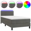 cadre de lit avec matelas et LED Gris foncé 90x200cm
