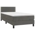 cadre de lit avec matelas et LED Gris foncé 90x200cm