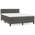 cadre de lit et matelas Gris foncé 140x190cm Velours