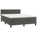cadre de lit et matelas Gris foncé 140x190cm Velours
