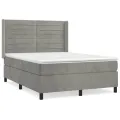 cadre de lit et matelas Gris clair 140x200cm Velours