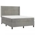 cadre de lit et matelas Gris clair 140x200cm Velours