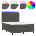 cadre de lit matelas et LED Gris foncé 140x200 cm