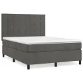 cadre de lit et matelas Gris foncé 140x190cm Velours