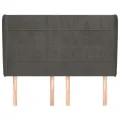 Tête de lit avec oreilles Gris foncé 147x23x118/128 cm Velours