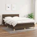 cadre de lit avec matelas Marron foncé 140x200 cm