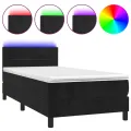 cadre de lit avec matelas et LED Noir 90x200 cm