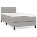 cadre de lit avec matelas Gris clair 90x200 cm Tissu