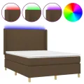 cadre de lit matelas et LED Marron foncé 140x200 cm