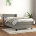 cadre de lit et matelas Gris clair 80x200 cm Velours