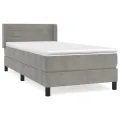 cadre de lit et matelas Gris clair 80x200 cm Velours
