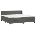 cadre de lit et matelas Gris foncé 180x200cm Velours