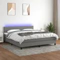 cadre de lit et matelas et LED Gris foncé 180x200 cm