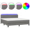 cadre de lit et matelas et LED Gris foncé 180x200 cm