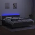 cadre de lit et matelas et LED Gris foncé 180x200 cm