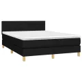 cadre de lit avec matelas LED Noir 140x190 cm Tissu