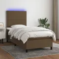 cadre de lit matelas et LED Marron foncé 100x200 cm