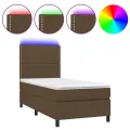 cadre de lit matelas et LED Marron foncé 100x200 cm