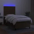 cadre de lit matelas et LED Marron foncé 100x200 cm
