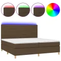 cadre de lit matelas et LED Marron foncé 200x200 cm